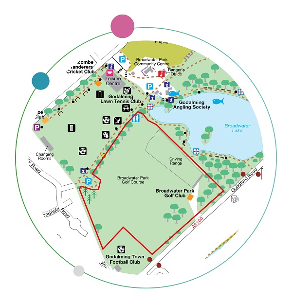 Map of Broadwater Park in a circle